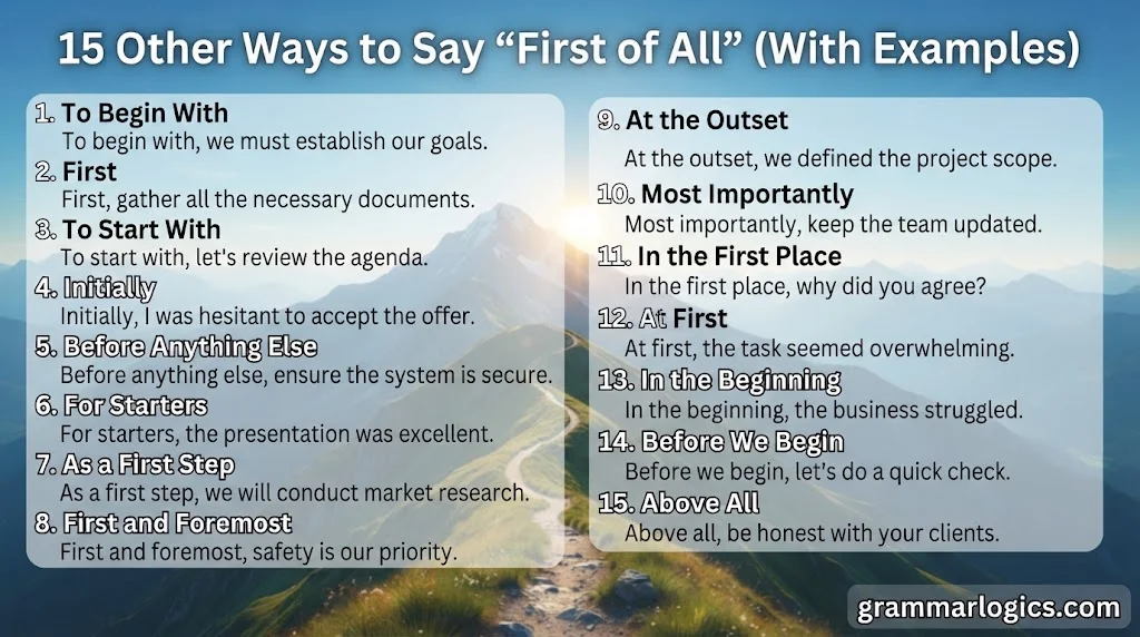 Other Ways to Say “First of All”