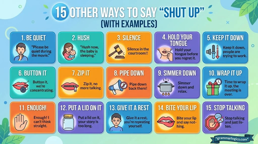 15 Other Ways to Say “Shut Up” (With Examples)