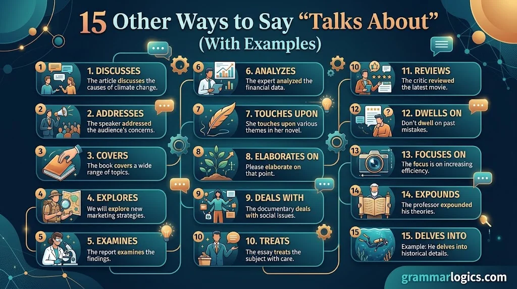 15 Other Ways to Say “Talks About” (With Examples)